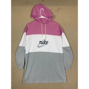 Nike Long Sleeve Oversized Hoodie Sweatshirt Dress Womens S‎ Multicolor